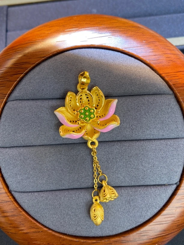 足金999莲花吊坠