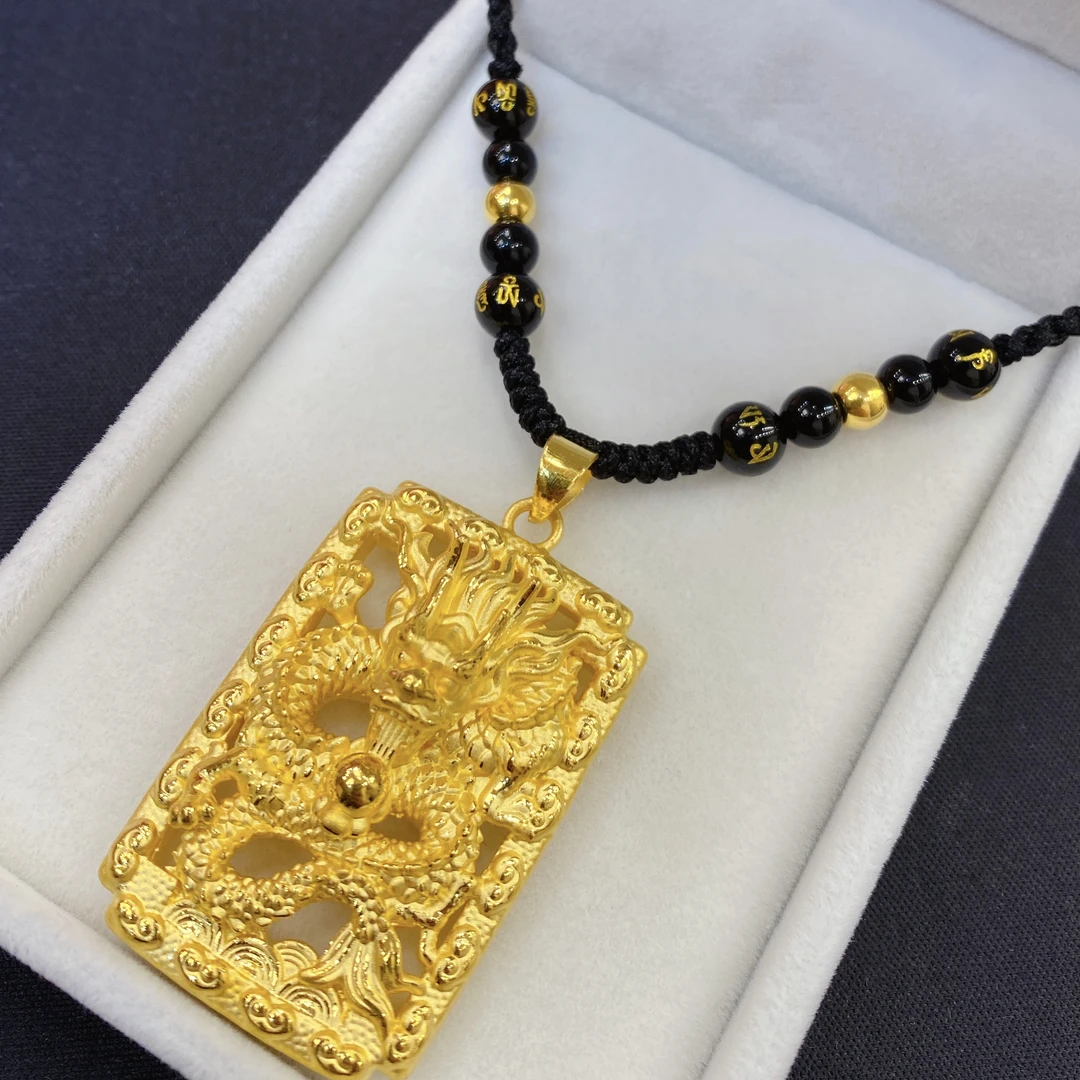 足金999龙牌编织项链