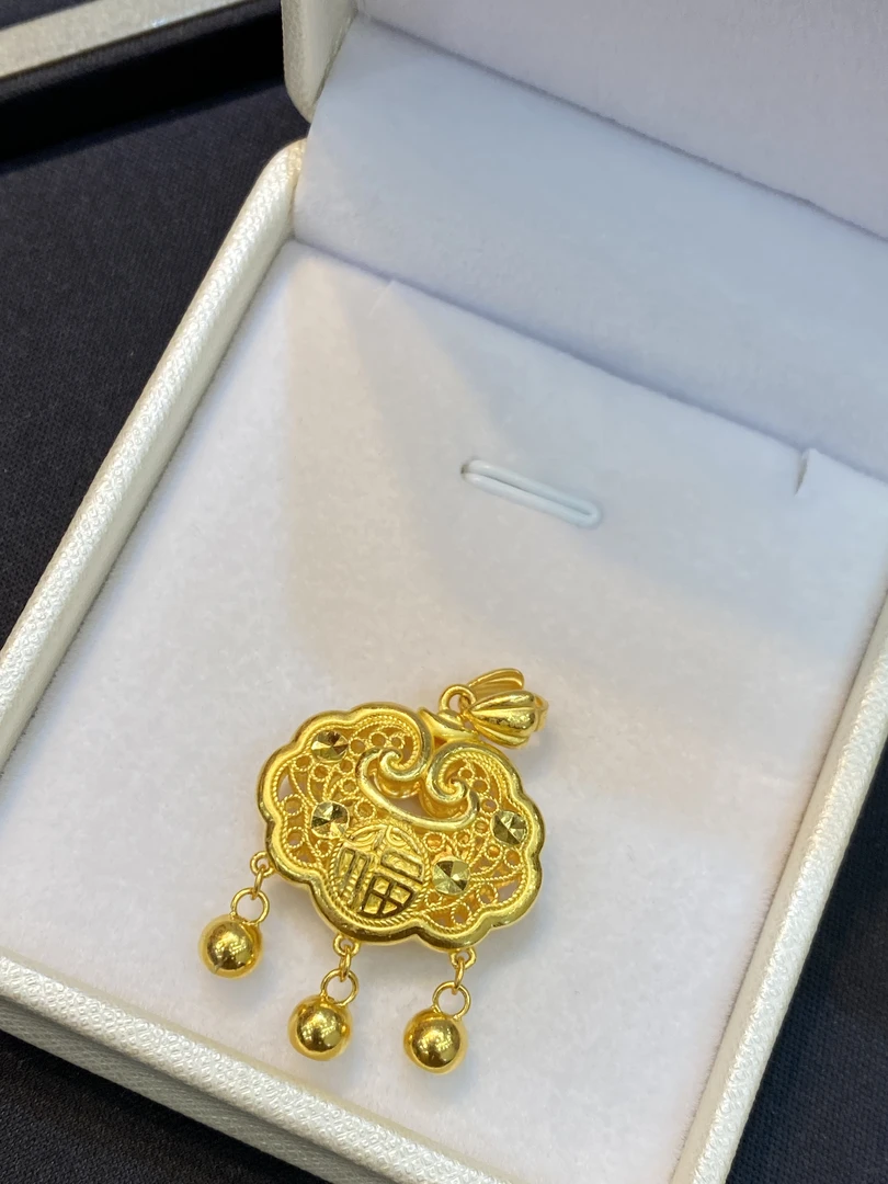 足金999金锁➕6金珠