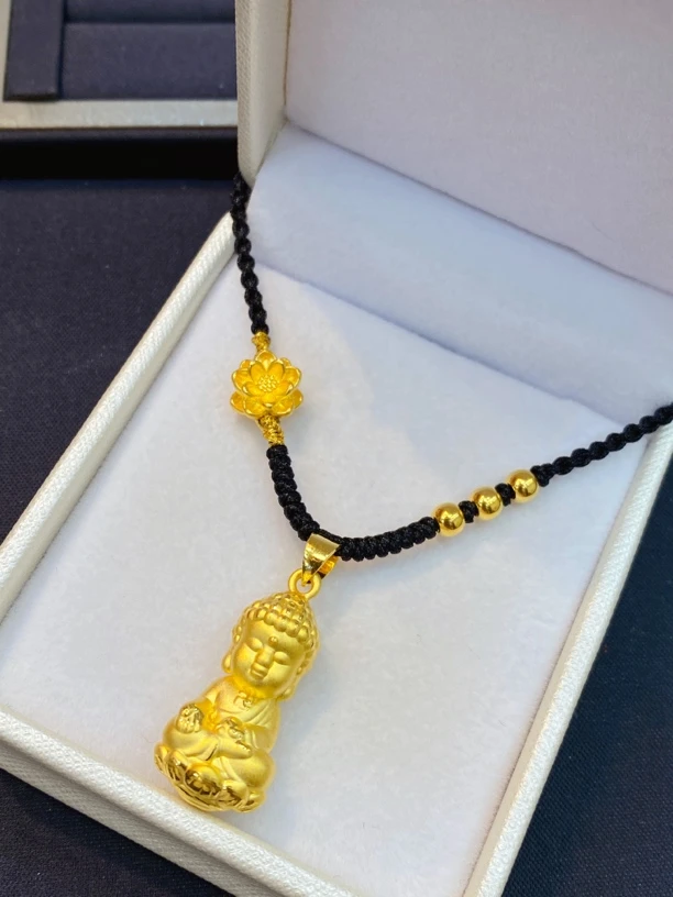 足金999小萌佛编绳项链