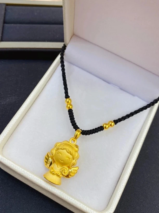 足金999棒棒糖天使编绳项链