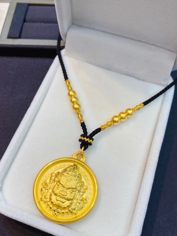 足金999黄财神编织项链