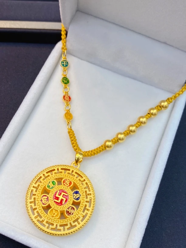 足金999八宝罗盘编织项链