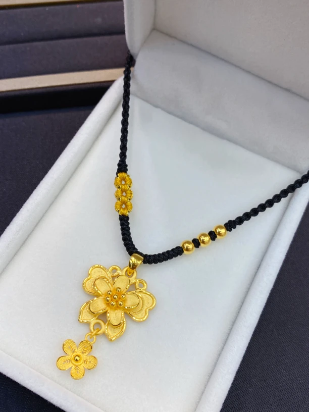 足金999蝶恋花编织项链