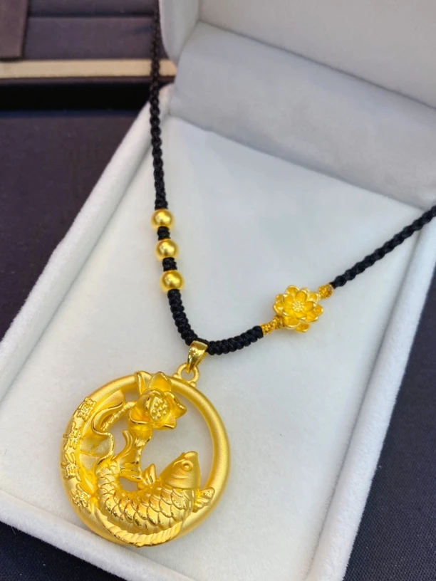 足金999年年有余编织项链