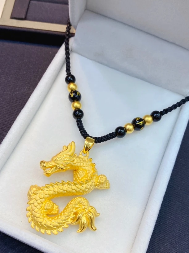 足金999金龙编绳项链