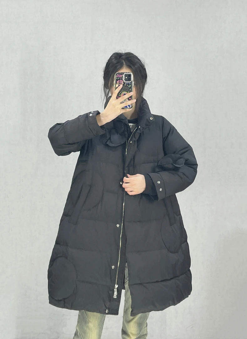 L﹒WEST/朗文斯汀冬季黑长羽绒服立领减龄中长款羽绒宽松A15211398