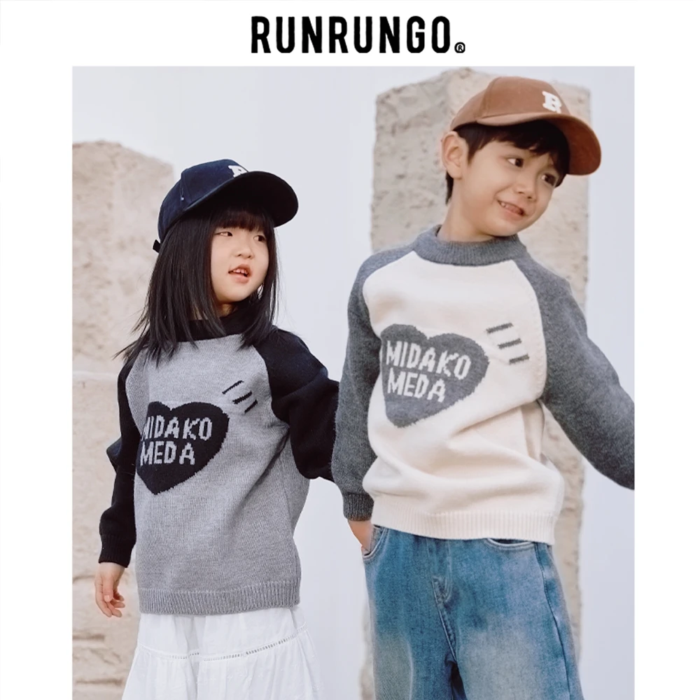 【陪伴】爱心毛衣女童针织衫儿童休闲情侣大童圆领秋冬毛衫亲子保暖