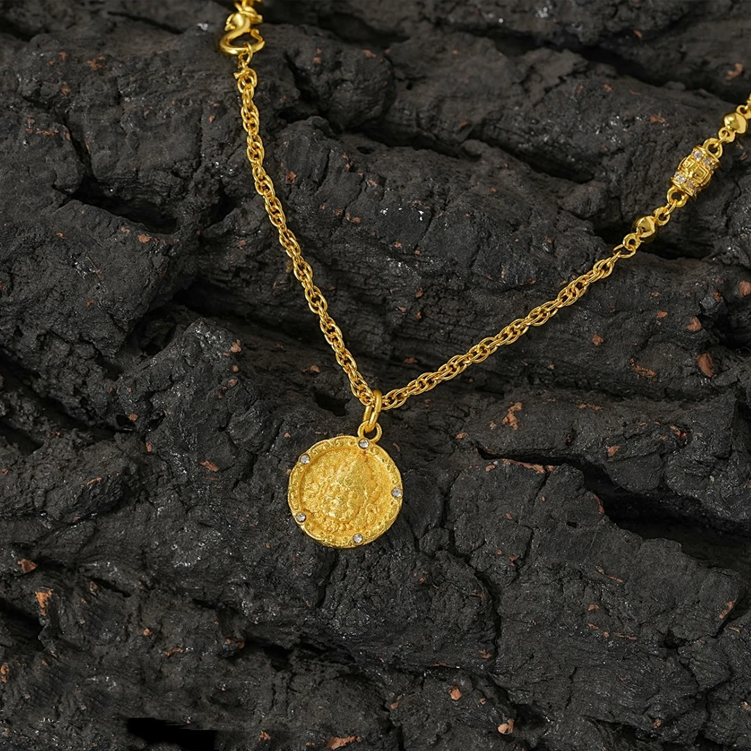 铜合金项链 古法黄财财百搭项链