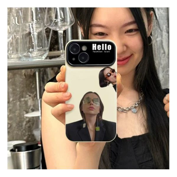 甜酷hello女孩iPhone14promax镜头框手机壳苹果13/12/11全包软套