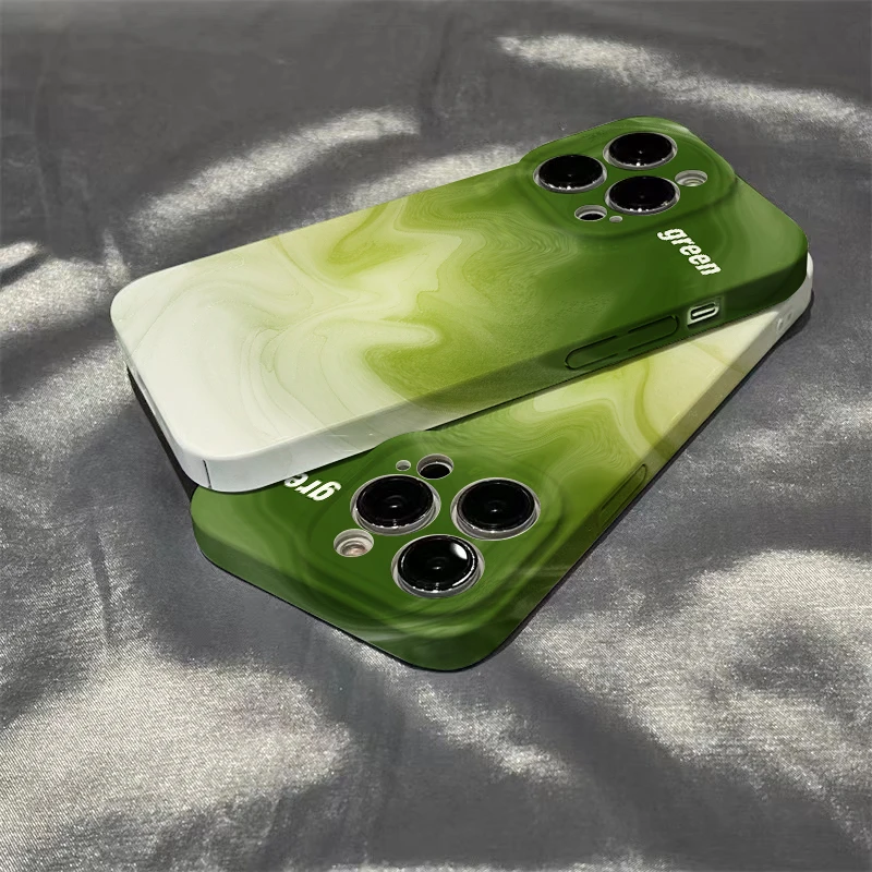 ins绿色晕染菲林壳苹果13promax手机壳iPhone14全包12硬壳11防摔