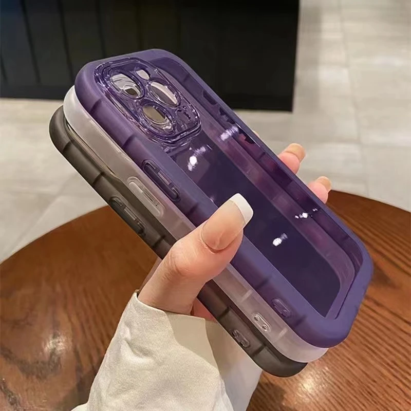小红书同款暗紫iPhone13苹果14pro手机壳11气囊12透明xr软xsmax套
