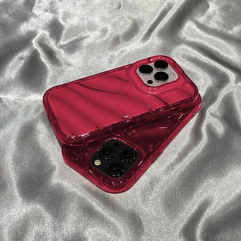 简约透明高级玫红iPhone13手机壳14promax苹果11女12全包xr软壳xs