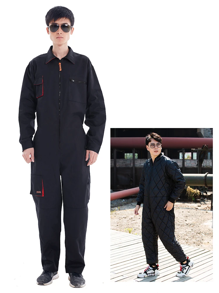 连体加厚纯棉长袖耐磨工作秋冬防烫多口袋男士工装汽修宽松焊工