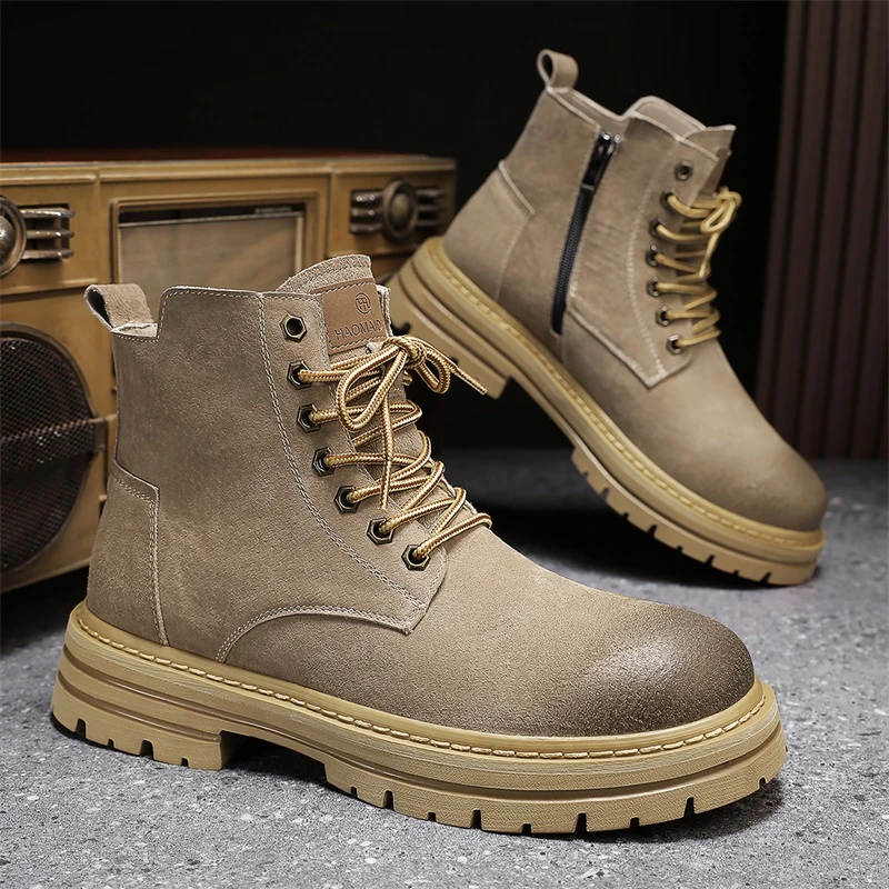 马丁靴男鞋靴2024年新款秋冬真皮时尚高帮工装英伦风休闲潮鞋男鞋