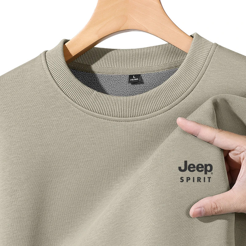 JEEP SPIRIT吉普cleanfit卫衣男款长袖圆领套头衫加绒保暖外套男