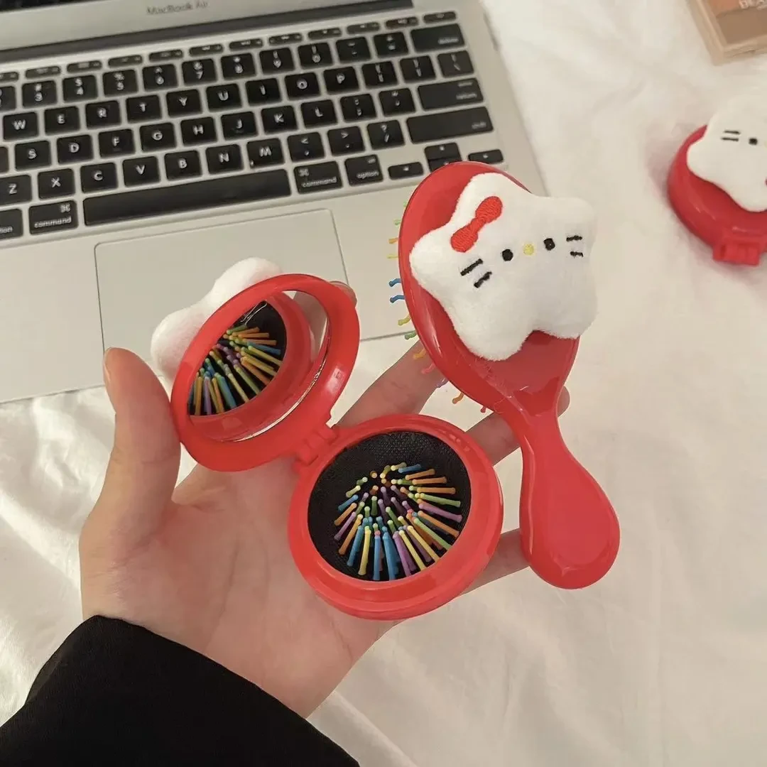 可爱毛绒kt气囊彩虹梳子气垫镜梳软妹便携按摩梳迷你小梳子