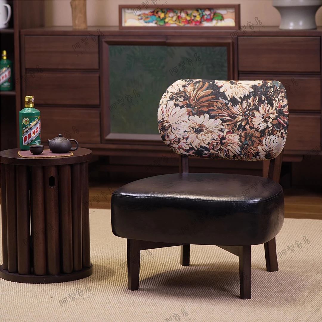 新中式沙发椅阳台家用单人椅书房椅看书茶几椅定制实木客厅椅