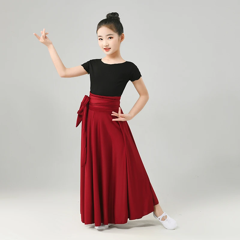 六一表演服儿童舞蹈练功服女童半身裙大摆裙民族演出服蒙族舞蹈裙