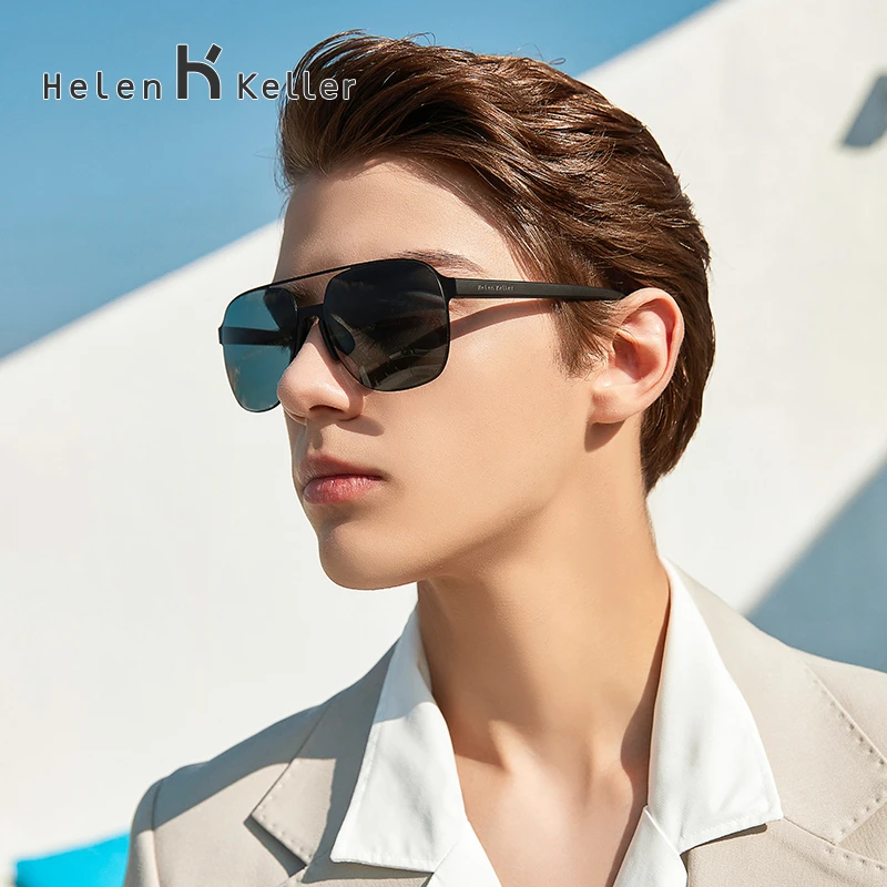 海伦凯勒新款双梁墨镜男方框防紫外线开车专用偏光太阳镜时尚2161