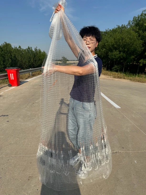 全单丝一指半的网眼吊完兜4米左右直径6米纯手工铅坠子全网7斤半