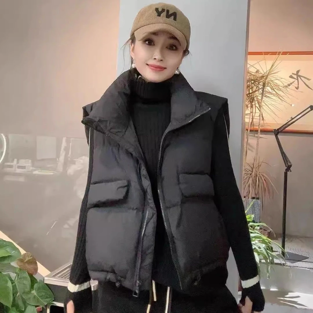 羽绒马甲女白鸭绒秋冬新款2024年韩版高档宽松休闲外搭短款外套潮