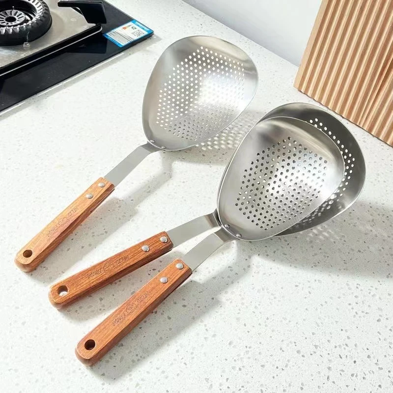 木柄不锈钢大面具漏勺1支【汤姆粉丝专属】2024新品上市网红创新爆