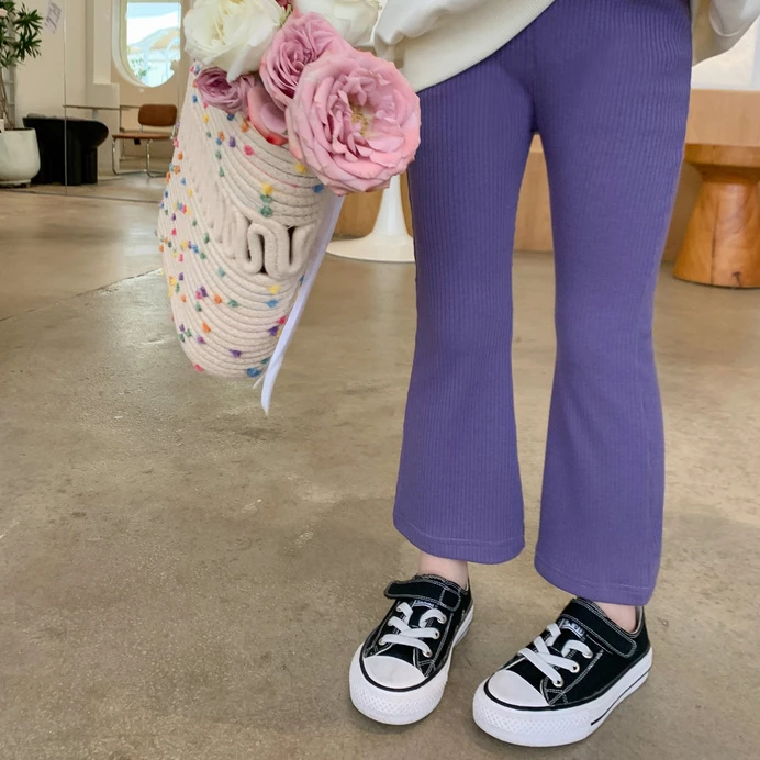 2025新款春秋装女童裤子宝宝休闲洋气喇叭裤阔腿裤弹力长裤童装潮