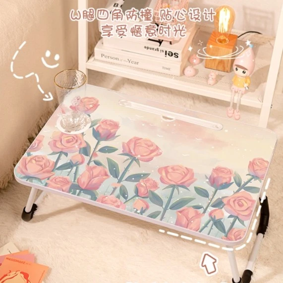 简约小花床上小桌子飘窗折叠桌学生宿舍上铺神器书桌笔记本电脑办