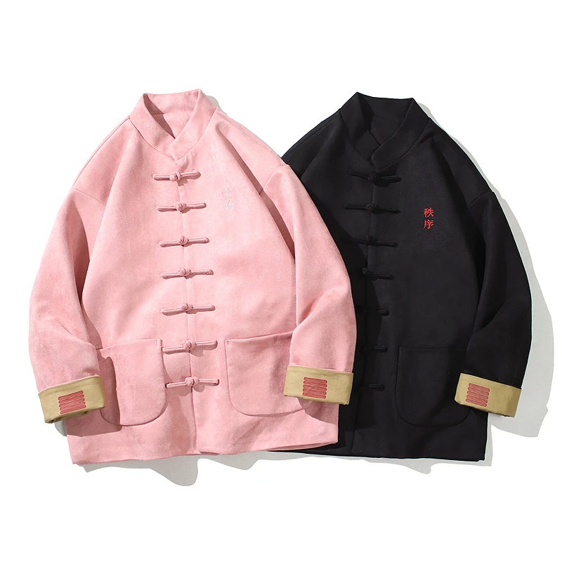 秋季新款贺岁中国风唐装麂皮绒夹克复古国风中式立领盘扣男女外套