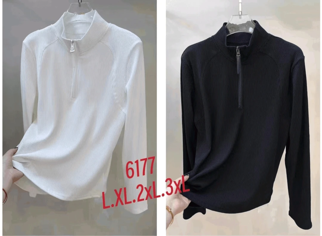 小立领细纹棉半拉链衫