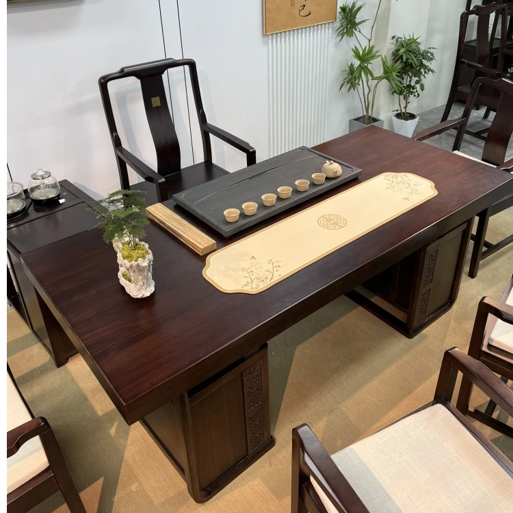 VIP【直播间定制改价链接】乌金木实木茶桌椅组合多用家用办公室