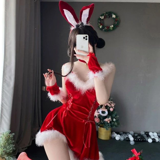 2023新款圣诞节制服平安夜短裙套装兔女郎动漫性感胡桃公主洛丽塔