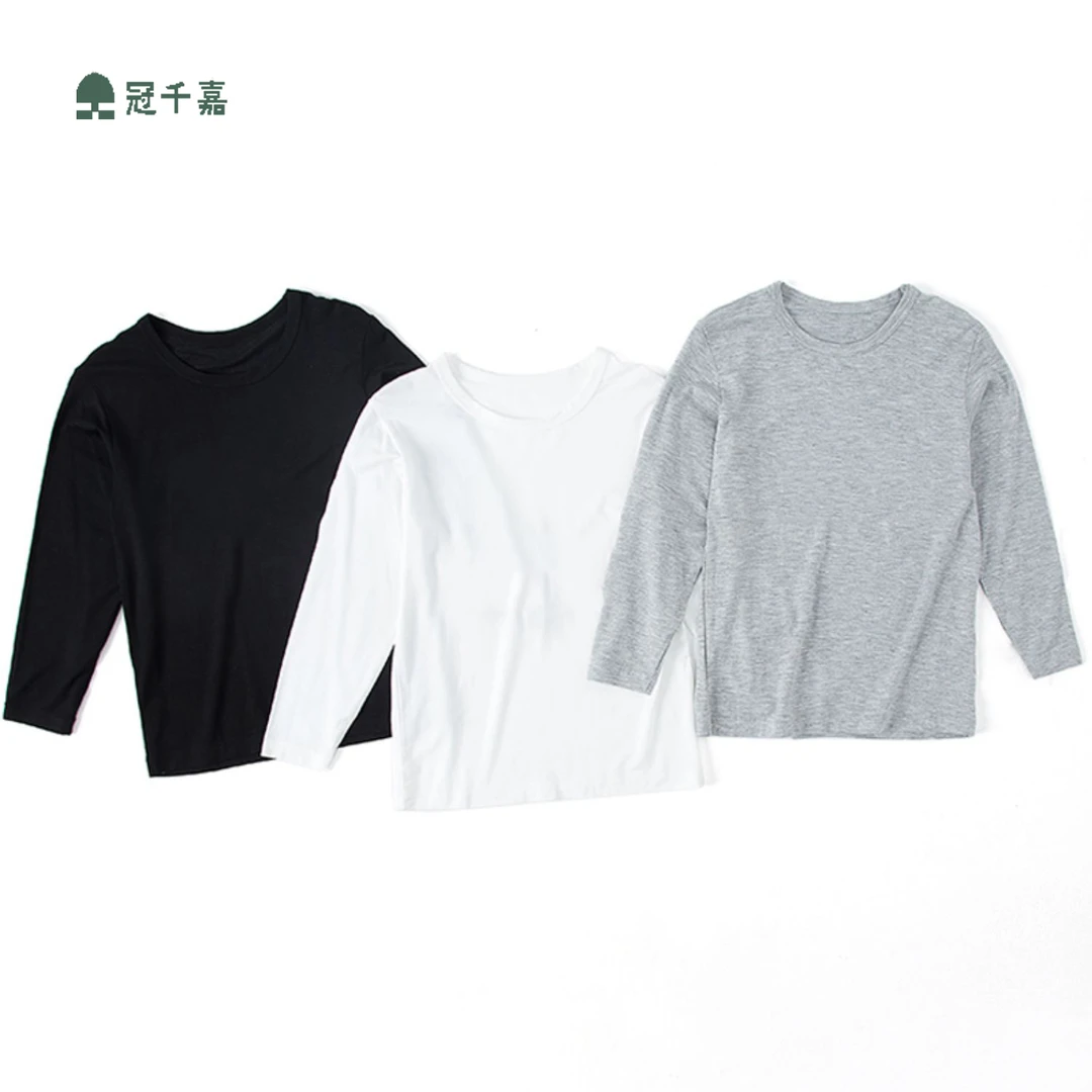 儿童春秋薄款高弹力打底衫男童女童宝宝圆领长袖T恤大中小童上衣