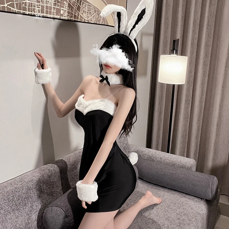 【深夜严选】纯欲风性感睡衣女套装少女cos兔女郎套装小心机四件套