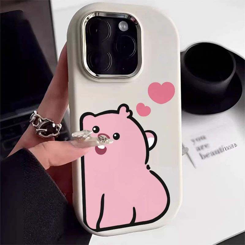 相思水豚海狸苹果15手机壳iphone14promax/12/13磨砂11软金属胖墩