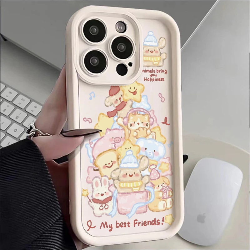 动物堆堆手机壳iphone15promax苹果13/14/12/11精钢砂软壳xs/xr