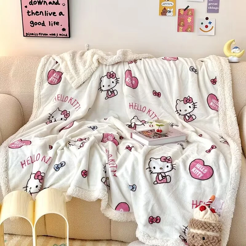 卡通牛奶绒三丽鸥毛毯加厚羊羔绒多功能拉链毯库洛米午休宿舍毯