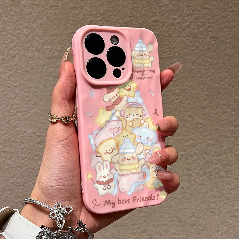 动物堆堆苹果iPhone15/14promax手机壳13/12/11软壳xs/xr褶皱壳