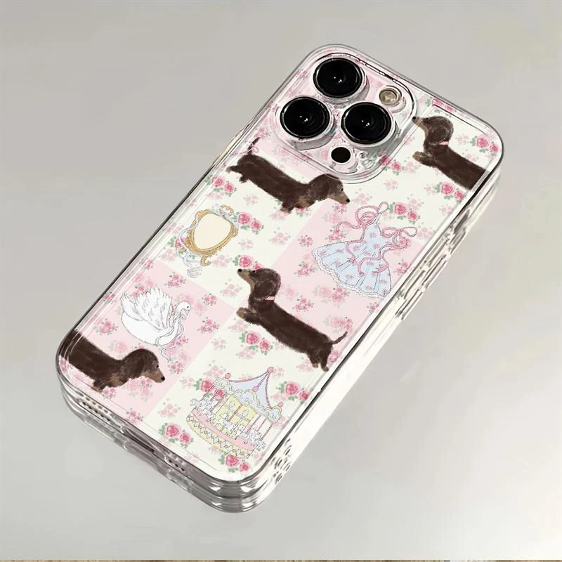 少女心腊肠狗狗苹果小米华为iphone15promax手机壳14太空13/12软D