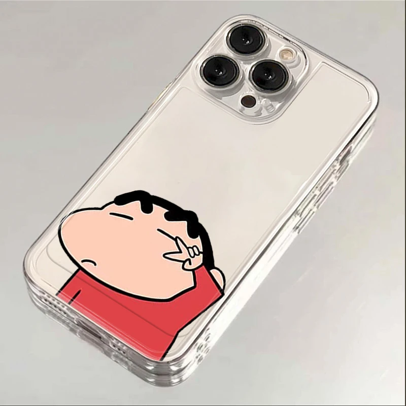比耶蜡笔小新华为小米苹果iPhone15/14promax手机壳13软12太空壳T