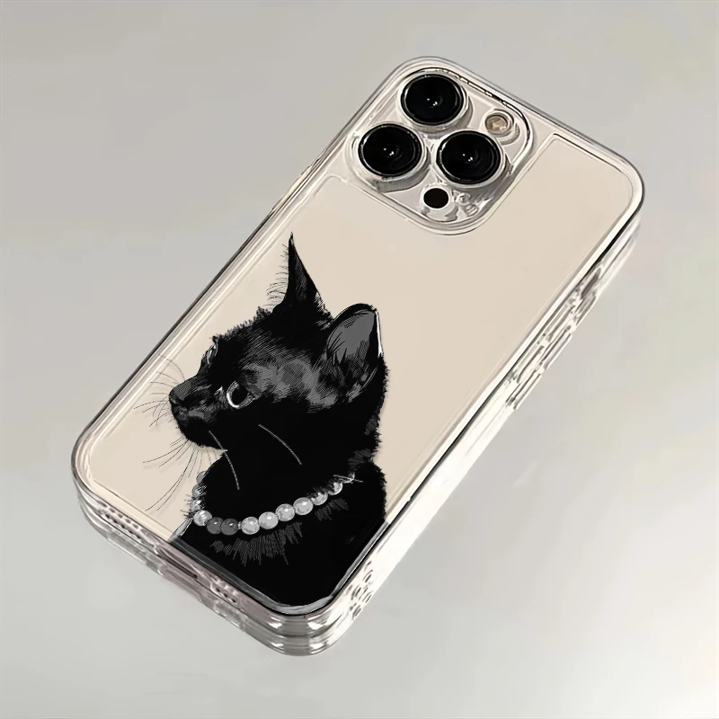 黑猫头像苹果华为iPhone15/14promax手机壳13软壳12太空壳11/xs/T