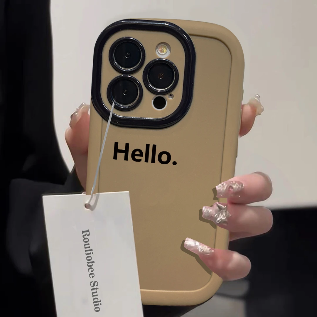 hello简约苹果15手机壳iphone14promax/12/13/11软壳xs/xr泡芙壳