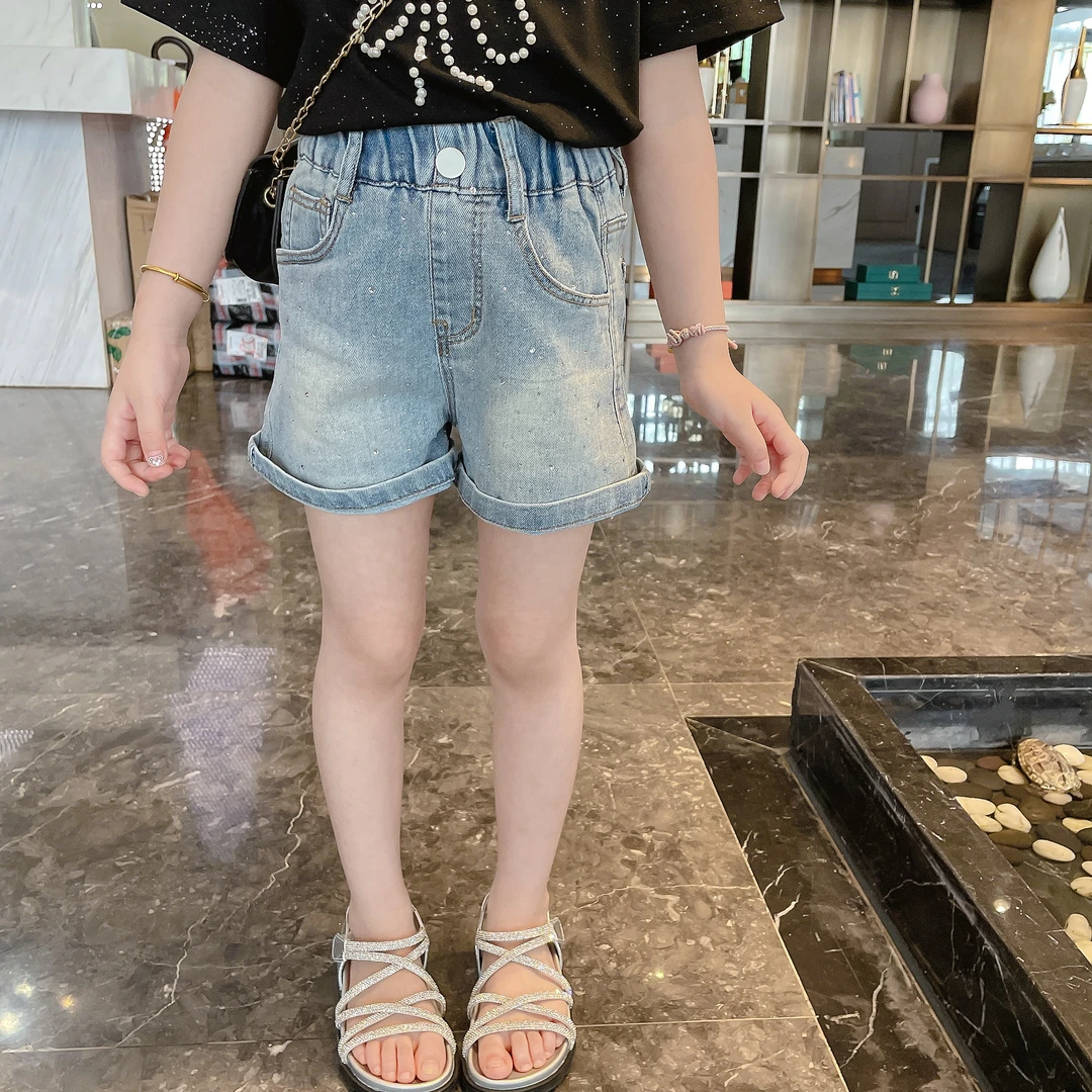 【90】【100】【110】【120】【130】【140】女童烫钻牛仔短裤星空短裤