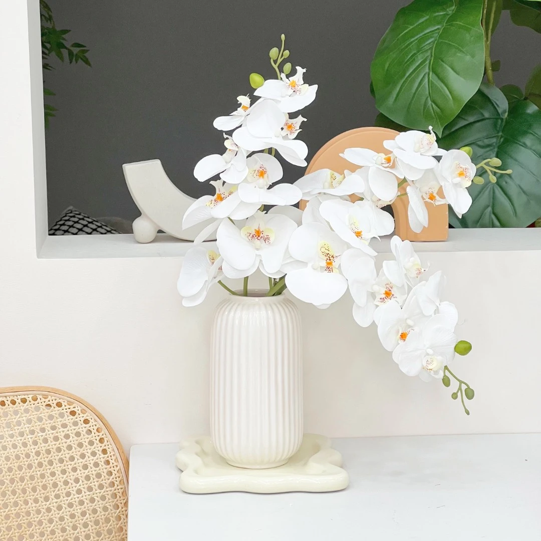 高档仿真蝴蝶兰仿真花客厅桌面玄关摆件手感假花装饰花艺软装插花