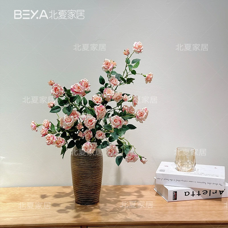 仿真泡泡玫瑰花束插花客厅餐桌单支假花家居摆设花艺套装摆件