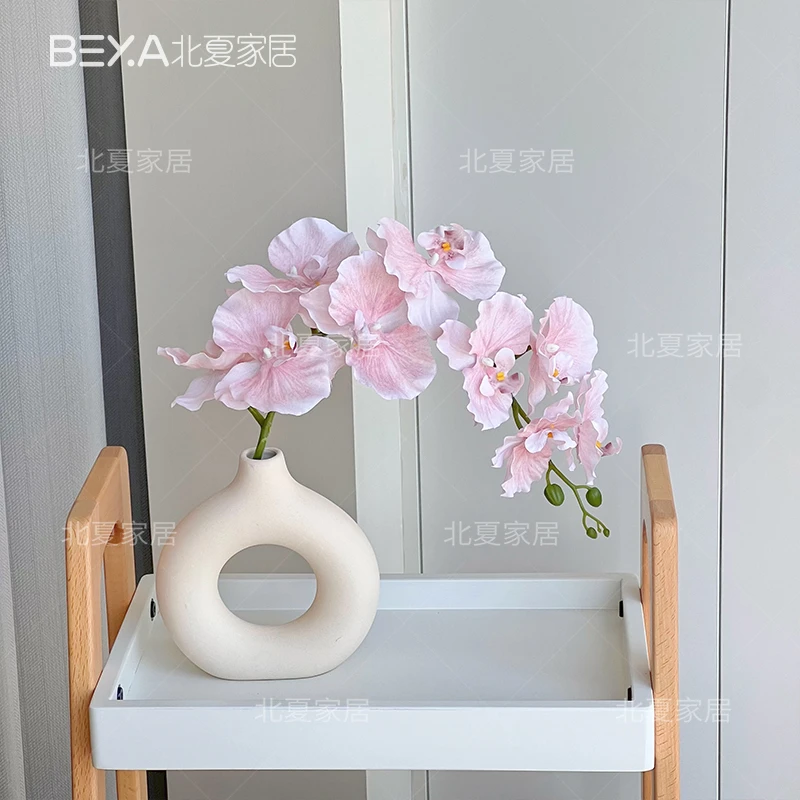 蝴蝶兰仿真花假花桌面摆设轻奢高端插花餐桌摆花摆件装饰