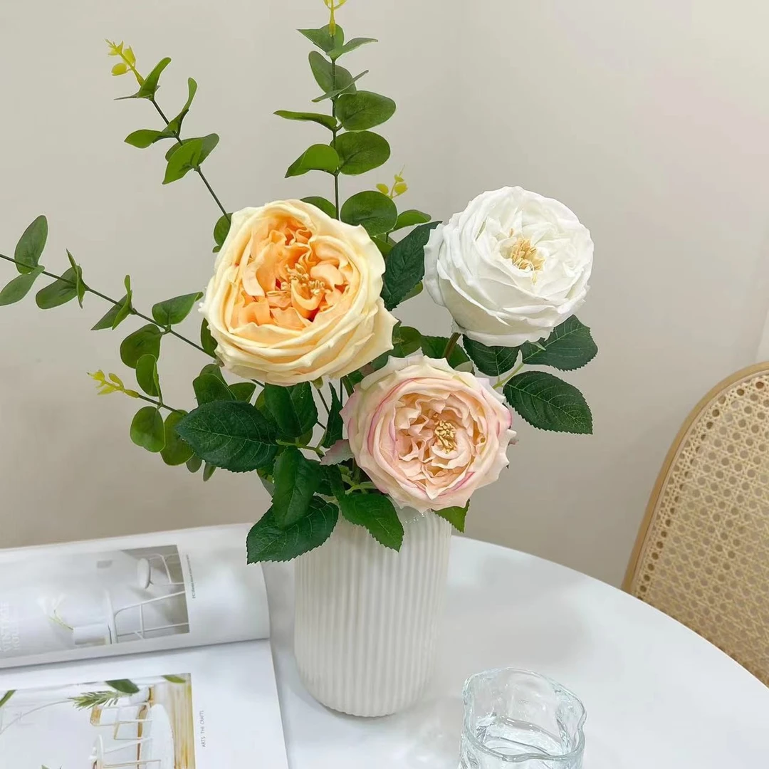 仿真手感保湿奥斯丁玫瑰绢花假花家居装饰客厅装饰假花摆件