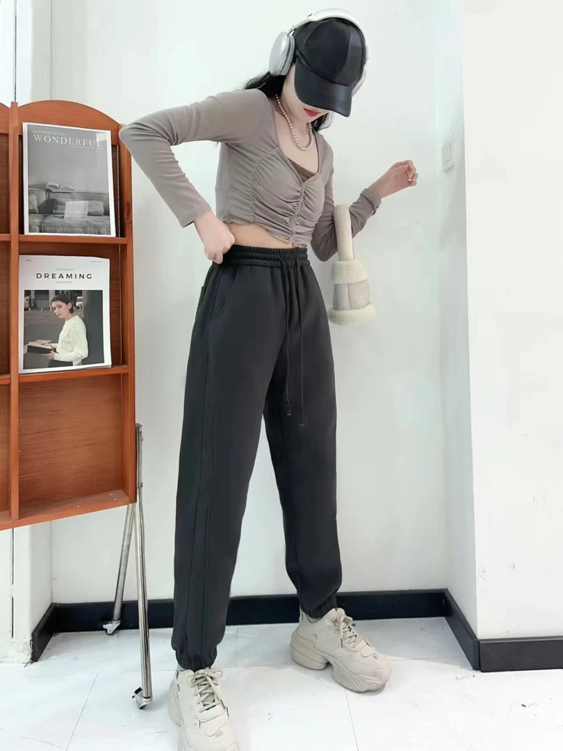 情侣款防风卫裤加大加肥运动宽松加厚
