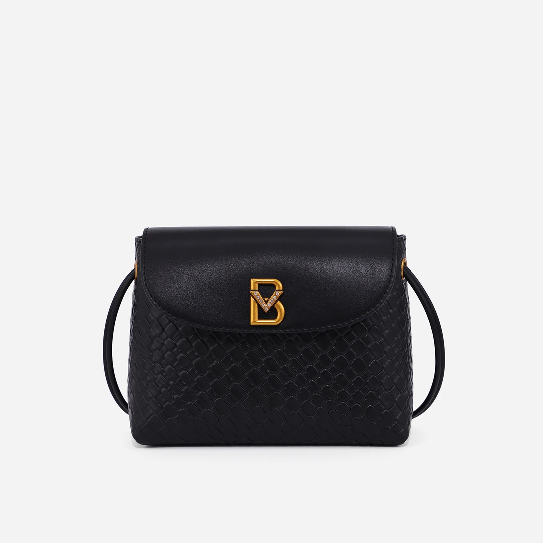 编织纹斜挎休闲时尚女士经典小包包CBA24064368黑色